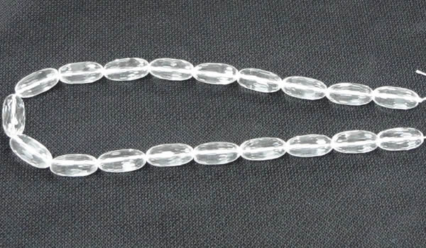 CCC266 10*20mm faceted rice grade A natural white crystal beads