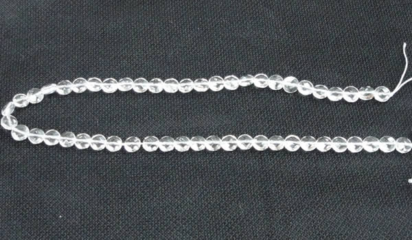 CCC271 15 inches 8mm faceted coin grade A natural white crystal beads