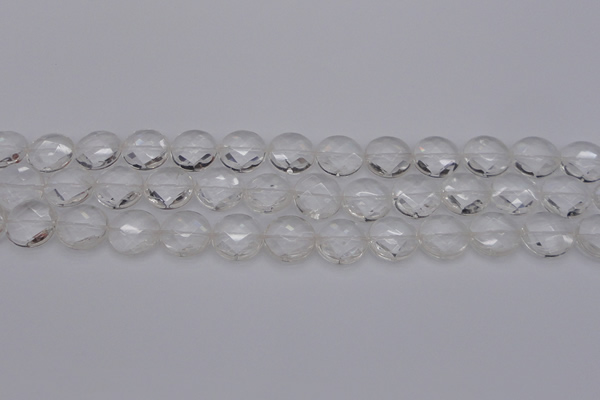 CCC504 15.5 inches 12mm faceted coin natural white crystal beads