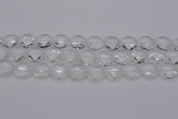 CCC508 15.5 inches 20mm faceted coin natural white crystal beads