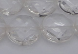 CCC510 15.5 inches 25mm faceted coin natural white crystal beads