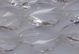 CCC521 15.5 inches 18*25mm twisted & faceted oval white crystal beads