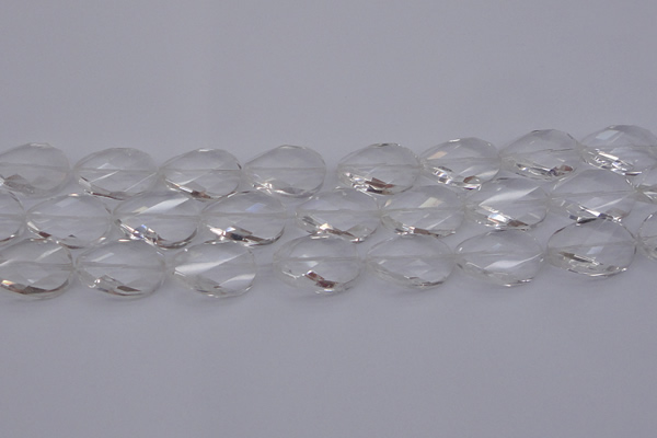 CCC521 15.5 inches 18*25mm twisted & faceted oval white crystal beads