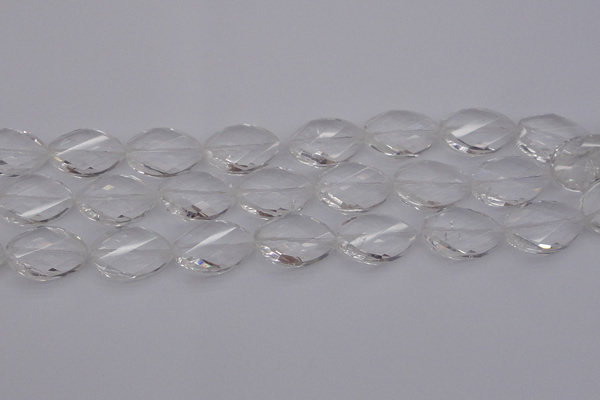 CCC526 15.5 inches 18*25mm twisted & faceted teardrop white crystal beads