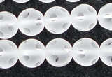 CCC609 15.5 inches 12mm faceted round matte natural white crystal beads