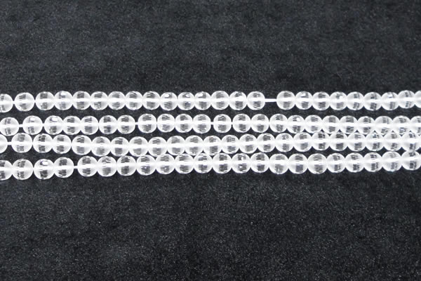 CCC611 15.5 inches 6mm faceted round matte natural white crystal beads