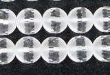 CCC613 15.5 inches 10mm faceted round matte natural white crystal beads