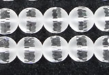 CCC614 15.5 inches 12mm faceted round matte natural white crystal beads