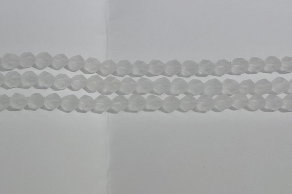 CCC626 15.5 inches 6mm faceted nuggets matte white crystal beads