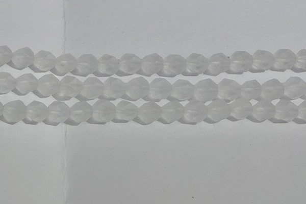 CCC629 15.5 inches 12mm faceted nuggets matte white crystal beads