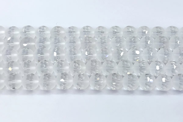 CCC642 15 inches 10mm faceted round white crystal beads