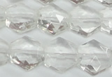 CCC750 15.5 inches 14*14mm faceted hexagon natural white crystal beads