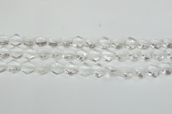 CCC750 15.5 inches 14*14mm faceted hexagon natural white crystal beads