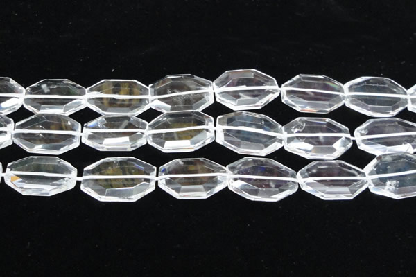 CCC752 15.5 inches 18*28mm faceted octagonal natural white crystal beads