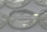 CCC812 22*30mm faceted flat teardrop natural white crystal beads