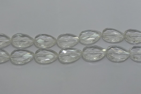 CCC812 22*30mm faceted flat teardrop natural white crystal beads