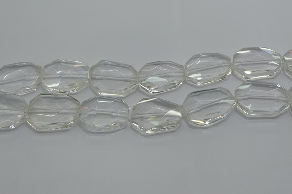 CCC815 15.5 inches 25*30mm faceted freeform natural white crystal beads