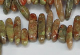 CCH342 15.5 inches 5*20mm New unakite chips gemstone beads wholesale