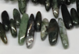 CCH343 15.5 inches 5*20mm moss agate chips gemstone beads wholesale