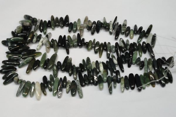 CCH343 15.5 inches 5*20mm moss agate chips gemstone beads wholesale