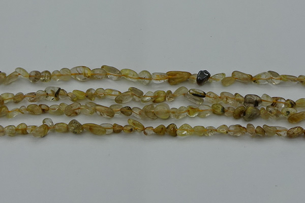 CCH673 15.5 inches 4*6mm - 5*8mm golden rutilated quartz chips beads