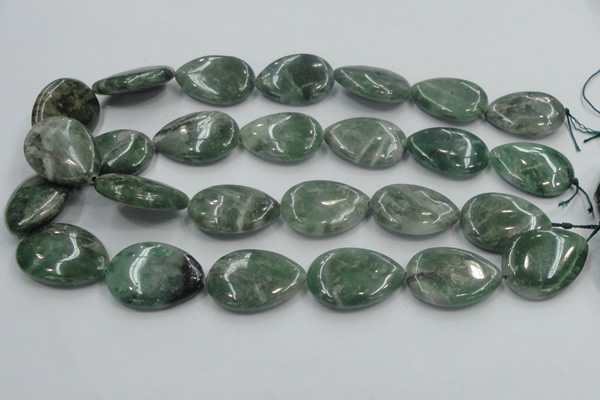 CCJ08 15.5 inches 22*30mm flat teardrop natural African jade beads