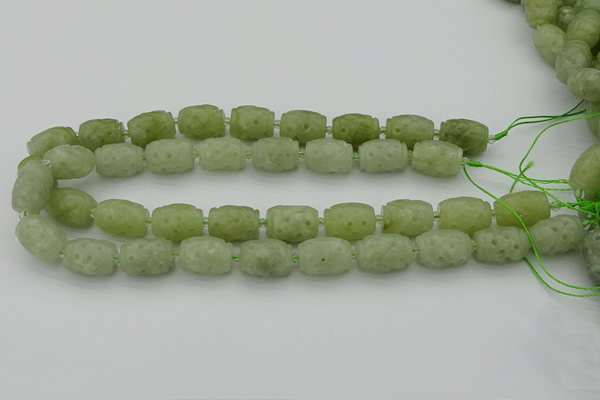 CCJ323 15.5 inches 12*16mm - 13*18mm carved drum China jade beads