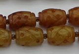 CCJ324 15.5 inches 12*16mm - 13*18mm carved drum China jade beads