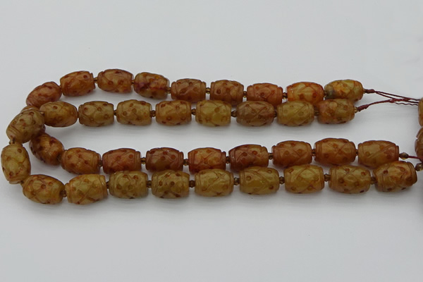 CCJ324 15.5 inches 12*16mm - 13*18mm carved drum China jade beads