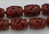 CCJ325 15.5 inches 12*16mm - 13*18mm carved drum China jade beads