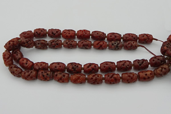 CCJ325 15.5 inches 12*16mm - 13*18mm carved drum China jade beads