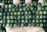 CCJ338 15.5 inches 8mm faceted round China green jade beads