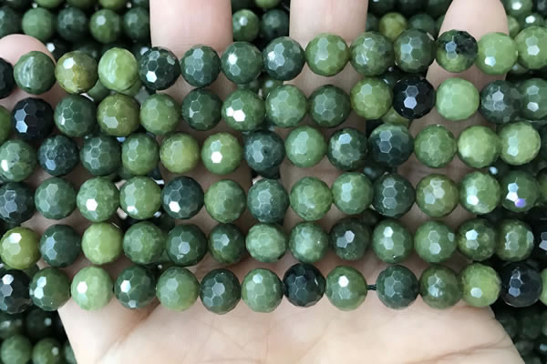 CCJ338 15.5 inches 8mm faceted round China green jade beads