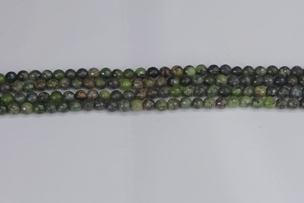 CCJ420 15.5 inches 4mm faceted round dendritic green jade beads