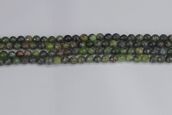 CCJ421 15.5 inches 6mm faceted round dendritic green jade beads