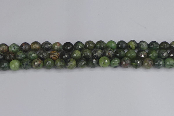 CCJ423 15.5 inches 10mm faceted round dendritic green jade beads