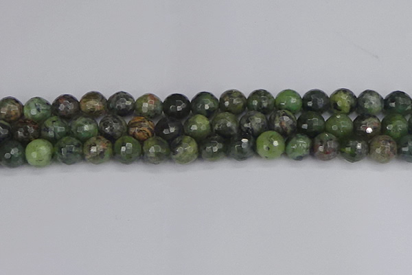 CCJ424 15.5 inches 12mm faceted round dendritic green jade beads