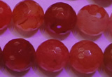 CCL54 15 inches 10mm faceted round carnelian gemstone beads