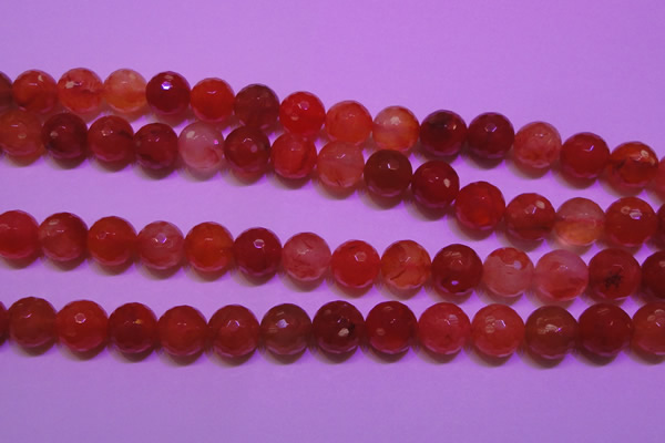 CCL54 15 inches 10mm faceted round carnelian gemstone beads