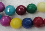 CCN1006 15.5 inches 14mm faceted round multi colored candy jade beads