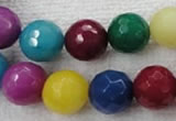 CCN1007 15.5 inches 16mm faceted round multi colored candy jade beads