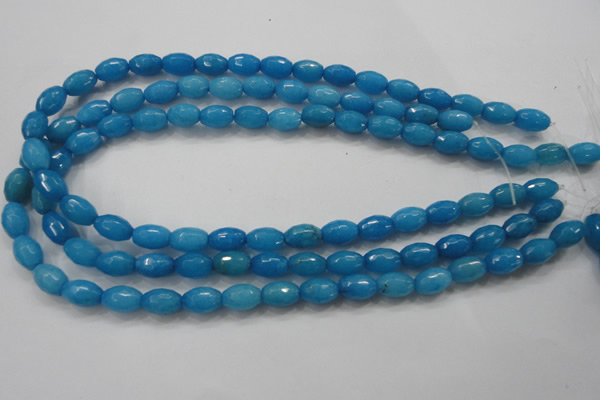 CCN1492 15.5 inches 8*12mm faceted rice candy jade beads wholesale