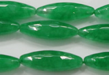 CCN1670 15.5 inches 10*30mm faceted rice candy jade beads wholesale