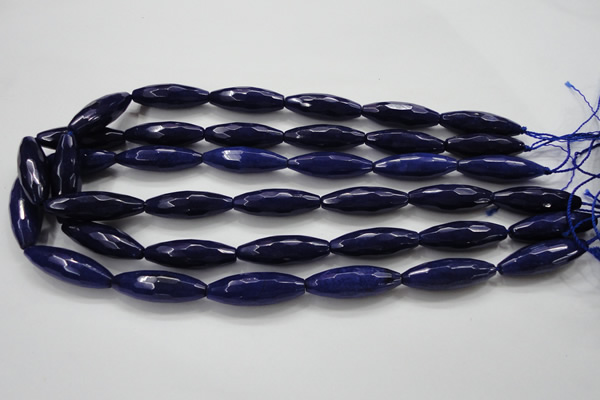 CCN1695 15.5 inches 10*30mm faceted rice candy jade beads wholesale