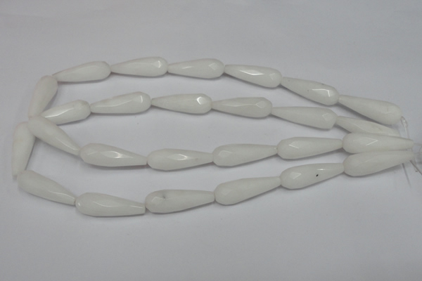 CCN197 15.5 inches 10*30mm faceted teardrop candy jade beads