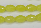 CCN2010 15 inches 10*14mm faceted rice candy jade beads wholesale