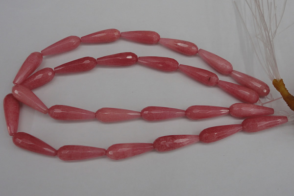 CCN2182 15.5 inches 10*30mm faceted teardrop candy jade beads