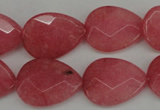 CCN2188 15.5 inches 15*20mm faceted flat teardrop candy jade beads