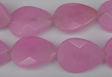 CCN2190 15.5 inches 15*20mm faceted flat teardrop candy jade beads