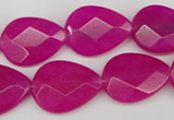 CCN2191 15.5 inches 15*20mm faceted flat teardrop candy jade beads